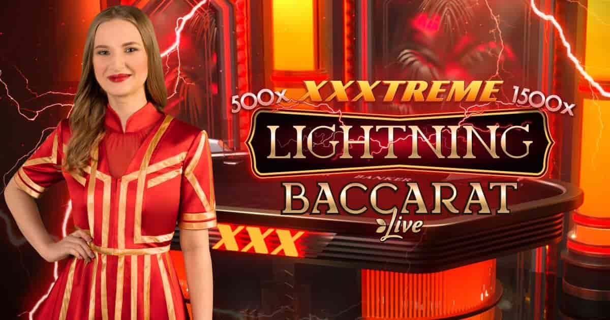 XXXtreme Lightning Baccarat online game logo by Evolution on skycrown-com.com